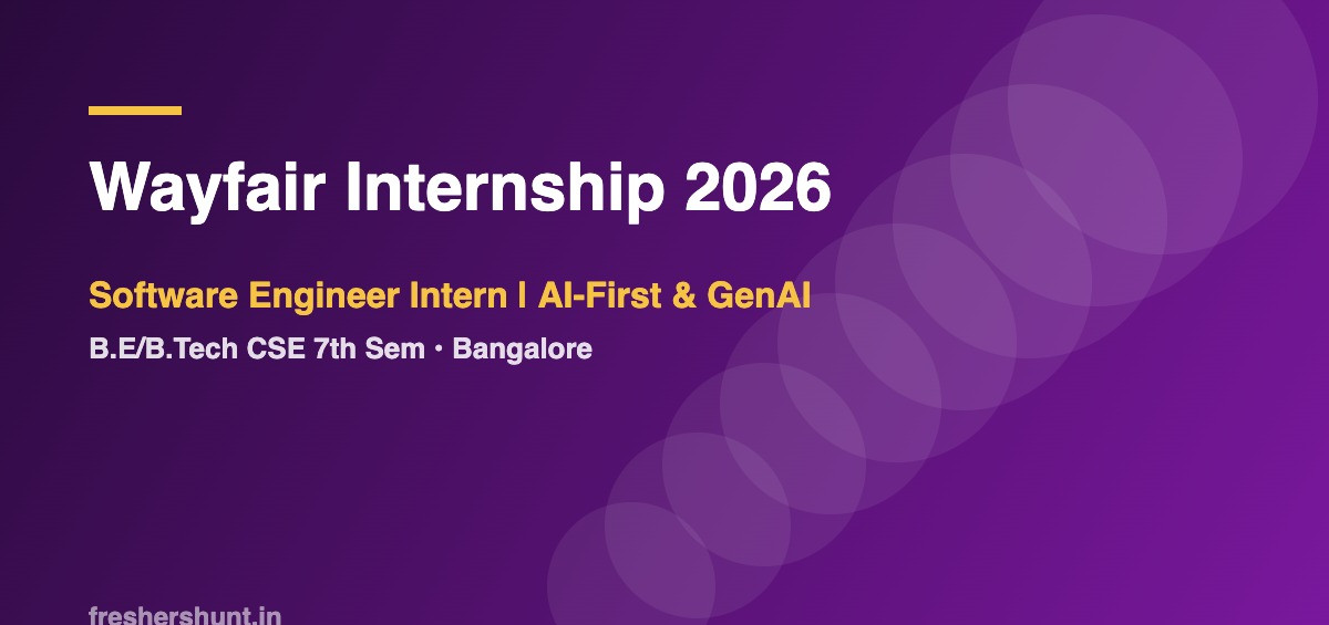 Wayfair Off Campus Drive 2026 - Wayfair Internship 2026 | Software Engineer Intern, AI-First | B.Tech CSE 7th Sem | Bangalore — Apply Now